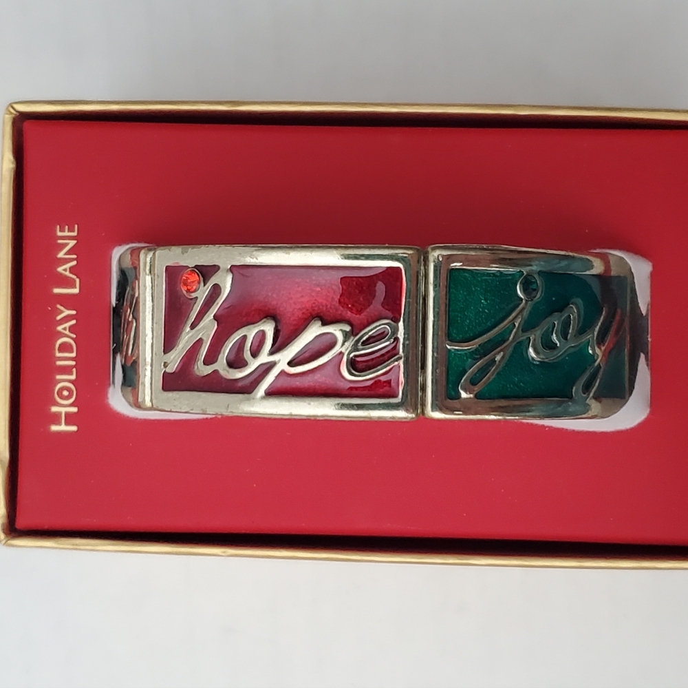 Macy's Holiday Lane Faith Hope Joy Christmas Stretch Bracelet